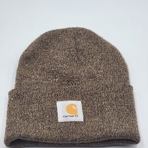 Carhartt Hat Beanie Mens One Size Brown Knit Cuffed Workwear Winter Cold Weather